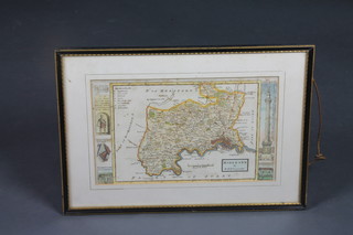 H Moll, a coloured map of Middlesex 8" x 13"