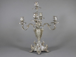 A silver plated 5 light candelabrum