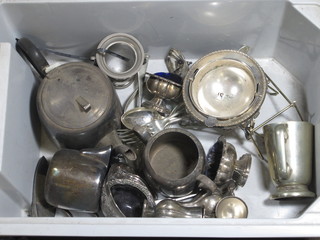 A silver plated teapot and a quantity of silver plated items 