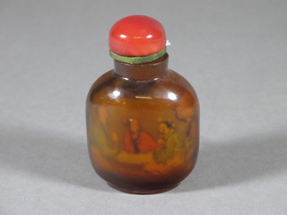 A 19th Century interior painted glass snuff bottle 3"