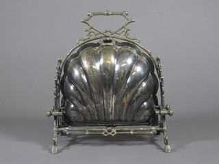 An Edwardian scallop shaped silver plated biscuit box