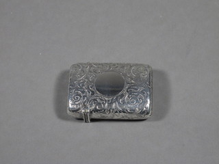 A Victorian engraved silver vesta case Birmingham 1876