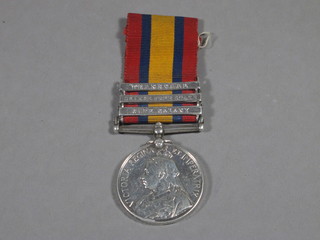 A Queens South Africa medal with 3 bars - Cape Colony, Orange  Free State and Transvaal to 5536 Pte. E Perry Somerset Light  Infantry
