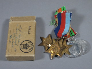 A group of 6 medals attributable to R V Sorman comprising 1939-45 Star, Africa Star, Italy Star, France & German Star and  British War medal, with original presentation box