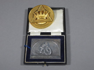 A silver motorcycle presentation plaque - The School Boys Trial 1938, 2 ozs, together with a gilt metal Royal Arch Chapter Past  First Principals collar jewel