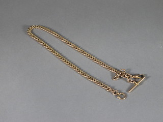 A 9ct gold hollow curb link double Albert watch chain 14"