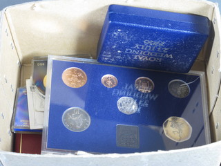 A 1986 silver proof Prince Andrew and Sarah Ferguson Crown,  A set of 1982 proof coins and other proof coins