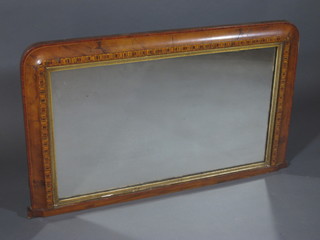 An Edwardian rectangular plate over mantel mirror contained in  a mahogany frame 34"w x 21"h