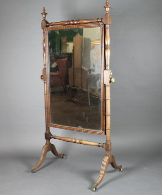 A 19th Century rectangular plate cheval mirror contained in a mahogany swing frame 28"w x 41"h