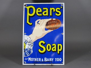 A rectangular Pears Soap enamelled advertising sign - Pears Soap  for Mothers and Babies Too 21" x 14"