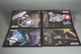 A set of 4 Paramount Pictures posters for Deep Space Nine,  framed and glazed 16" x 23"
