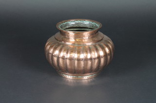 An Eastern embossed circular copper bowl 8"