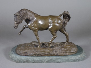 A bronzed figure of a standing horse 8"