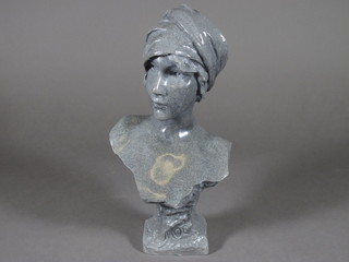 A resin Art Nouveau style portrait bust of a lady 10"