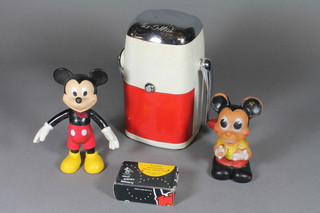 An American Ice-Omat together with 2 rubber figures of Mickey  Mouse and a Mickey Mouse bar of soap
