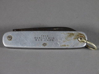 A 3 bladed Jack knife marked 1914 Duralumin War Knife