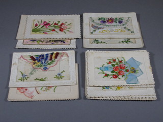 17 various WWI embroidered postcards