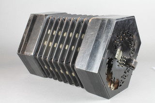A 19th Century concertina with 29 buttons, some damage to fretting, previously used in Joseph Astley Oldham Concertina  Band together with a postcard, original receipt and various  research on the band