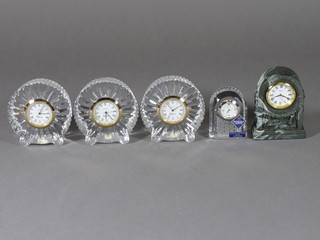 12 Waterstone miniature clocks, an Edinburgh Crystal miniature  clock and 1 other