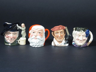 4 Royal Doulton character jugs - Tam O'Shanter D6640, Santa Claus D6706, Williamsburg The Blacksmith D6585 and Bacchus  D6521 2"