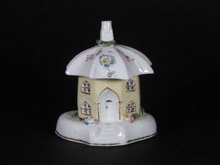 A 19th Century Staffordshire pastel burner in the form of a cottage 5"