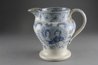 A 19th Century pottery jug to commemorate the marriage of  Victoria and Albert 6", the base labelled from The Collection of  Herbert E Ward and The Collection of Paul Merlin no.46   ILLUSTRATED