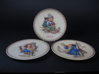 3 Hummel Christmas plates 1972, 1975 and 1976 7"