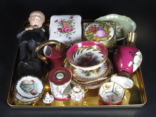 A collection of various Limoges porcelain items, a figure of  Winston Churchill etc