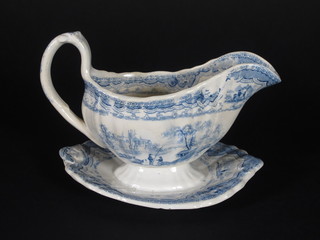 An early blue and white pottery transfer decorated tureen and stand 4"