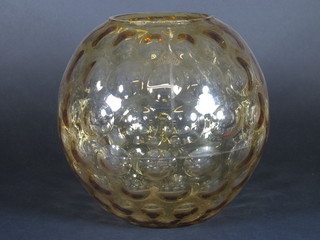 A 1960's amber ball glass vase by Max Kannegiesser 9"
