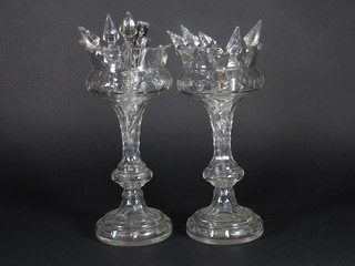 A pair of Victorian clear glass lustres 12"