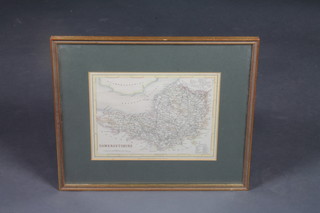 A framed map of Somerset by J Archer