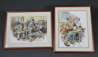Mike Western, 2 watercolour drawings "Bar Scenes" 9" x 12" and 12" x 9"