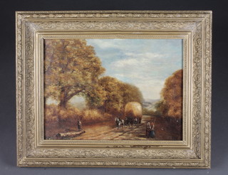 R S Femry?, 18th Century oil painting on canvas "The Haywain"  signed and dated 1795 contained in a gilt frame 10" x 13 1/2"
