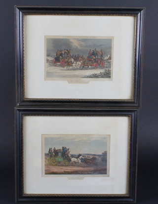 After R Ackerman, a pair of coaching prints, plates 3 and 4 "The Rivals and Time Keeping" 25" x 20"