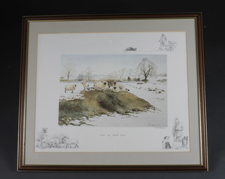 Ross Goody, signed limited edition coloured print "Snow Lay  Round About" 10" x 15 1/2"