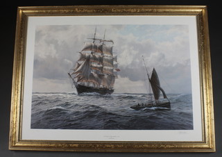 After J Steven Dews, a signed limited edition coloured print "The Tweed In The Channel 1875" 20" x 29 1/2"
