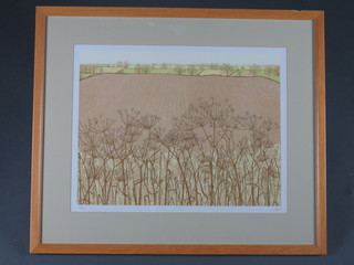 Hunt, a signed limited edition coloured print "Rural Scene with Fields" 13" x 16 1/2"