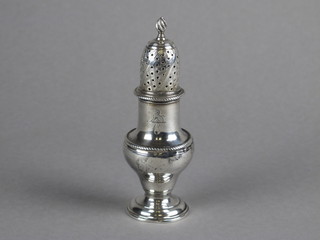 A white metal Georgian style silver sugar castor with silver lid  ILLUSTRATED