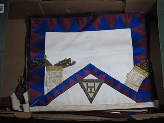 A quantity of Masonic regalia comprising 2 Royal Arch  Principals aprons and 3 Companions aprons