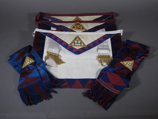 2 Masonic Royal Arch Principals aprons, a Companions apron  and 2 sashes