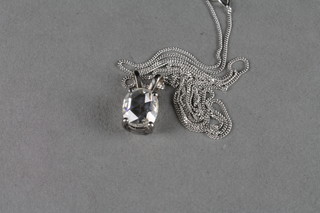 A lady's diamond pendant set on an 18ct gold shank hung on a  fine chain, approx 1.02ct with EDR certificate