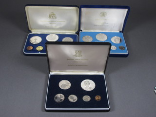 A set of 1973 Bahamas proof coins, a set of 1974 British Virgin Island proof coins, a set of 1976 Belize proof coins, cased