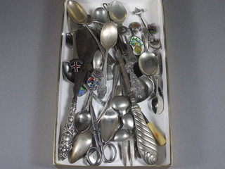 A silver handled shoe horn, do. button hook and a small quantity  of silver plated flatware