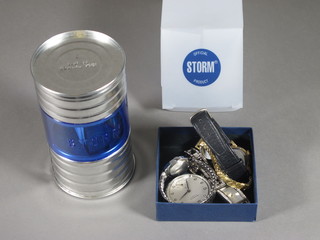 An open faced pocket watch Federal contained in a chrome case  and a collection of other wristwatches