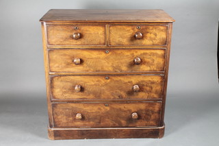 A Victorian mahogany bow front chest of 2 short and 3 long  drawers with tore handles 41"w x 20"d x 41"h