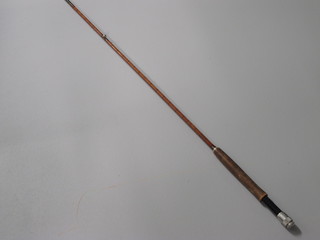 A 3 section split cane fly rod marked Plakona Regal Brande The  Lucas Delux Lucas Rod