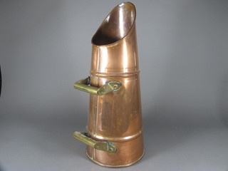 A copper and brass coal hod