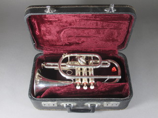 A silver cornet by Lark, cased