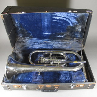 A silver Marching Baritone by Boosey & Co. cased